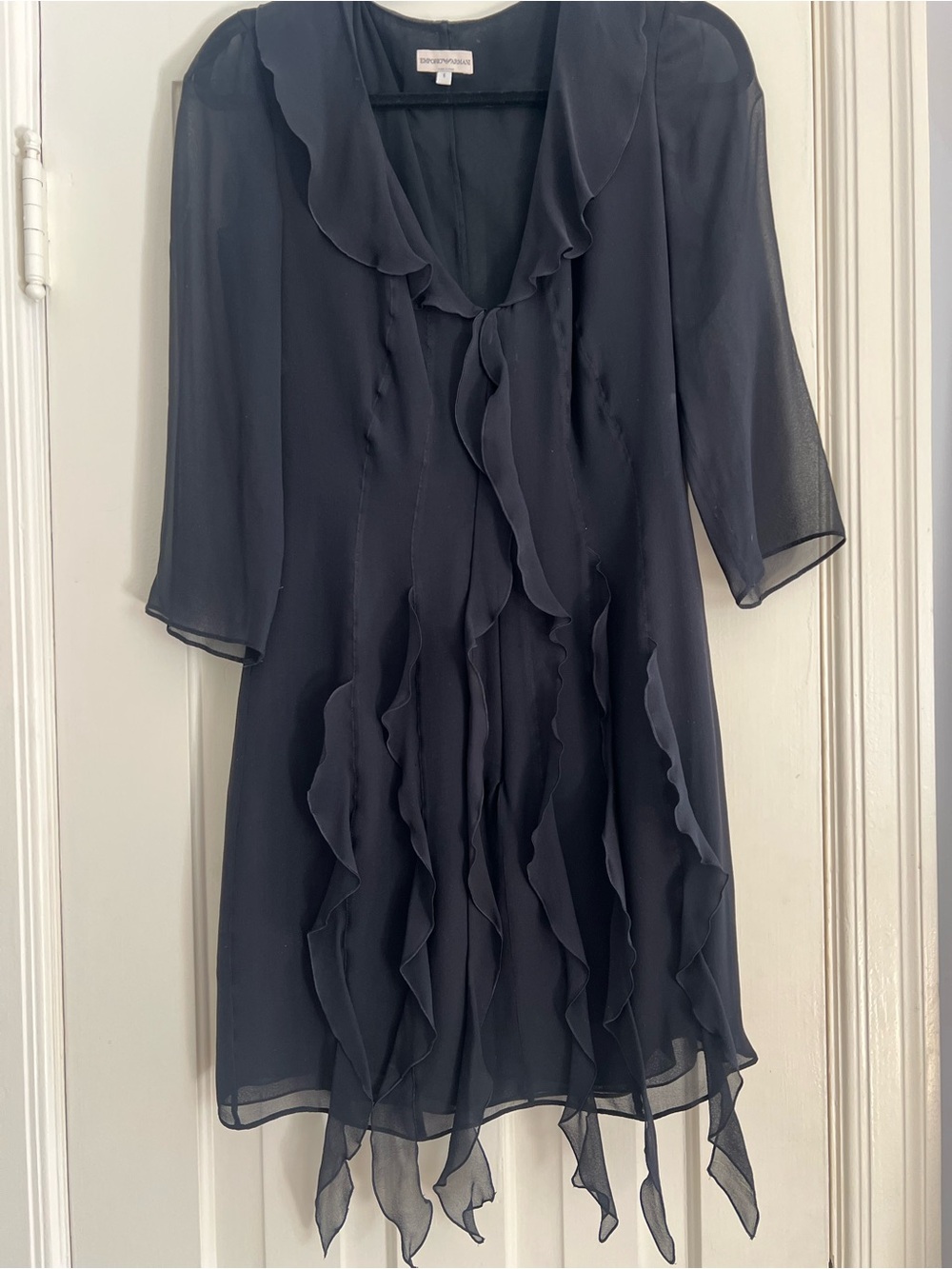 Emporio Armani Black Long Sleeve Chiffon Dress